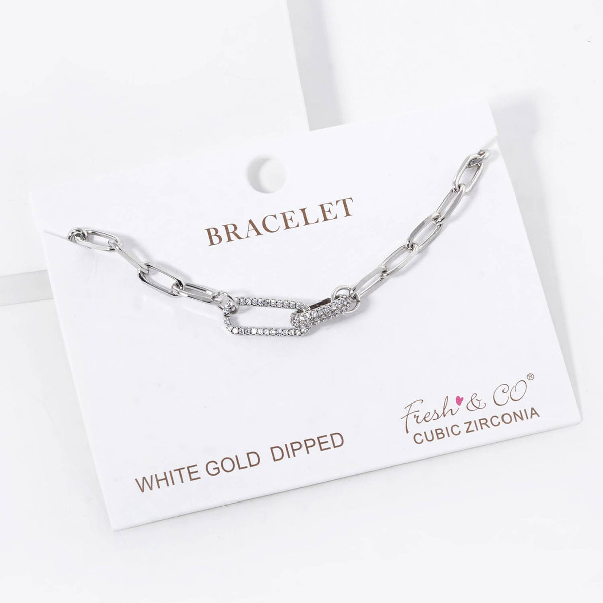 Cubic Zirconia Pave Link Chain Bracelet