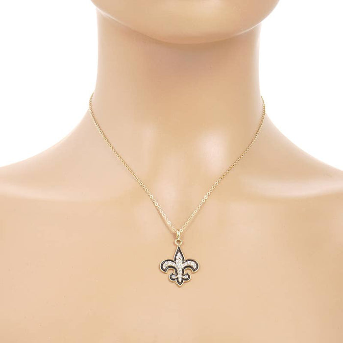 Gold Plated Cubic Zirconia Fleur De Lis Necklace