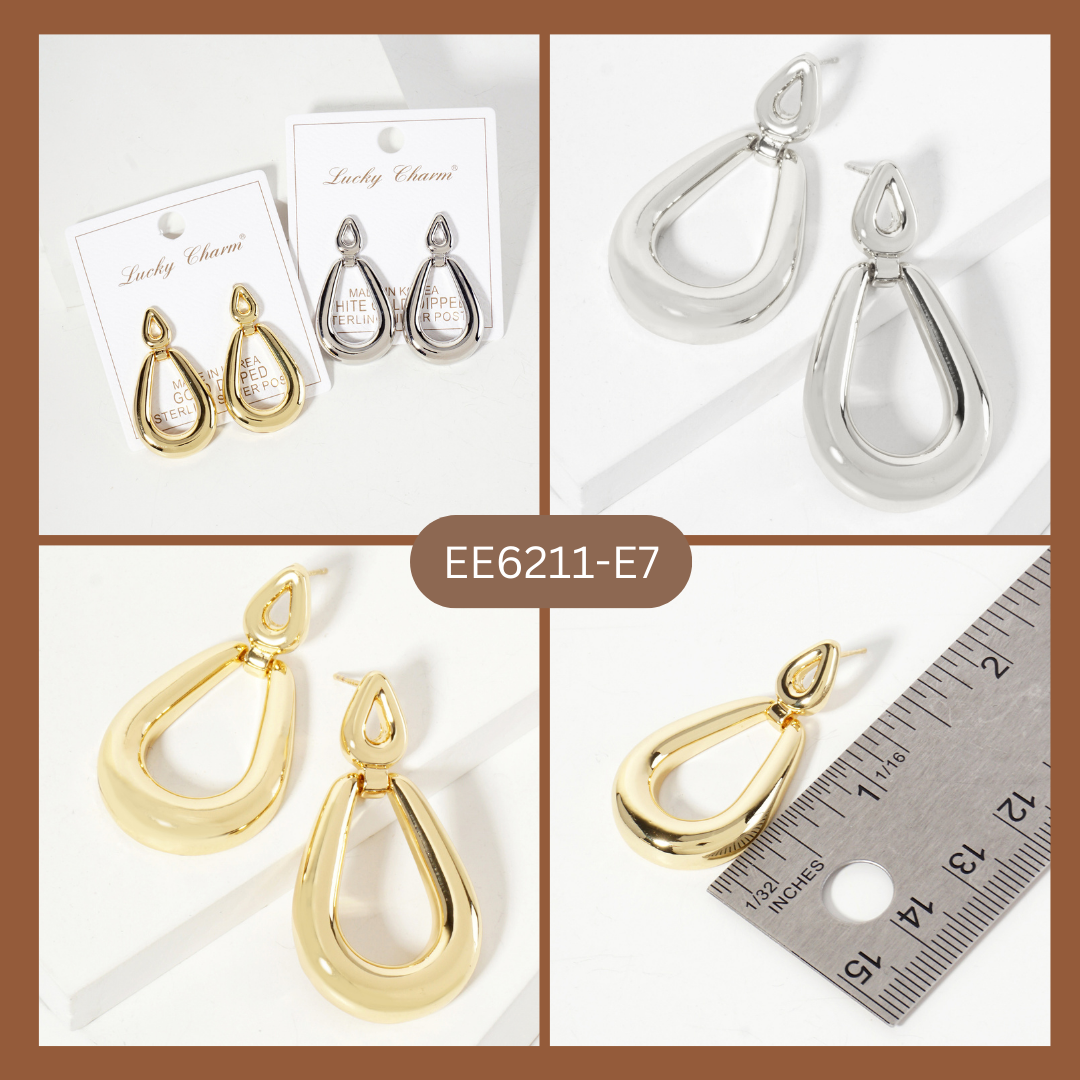 Polished Brass Cutout Double Teardrop Dangle Earrings