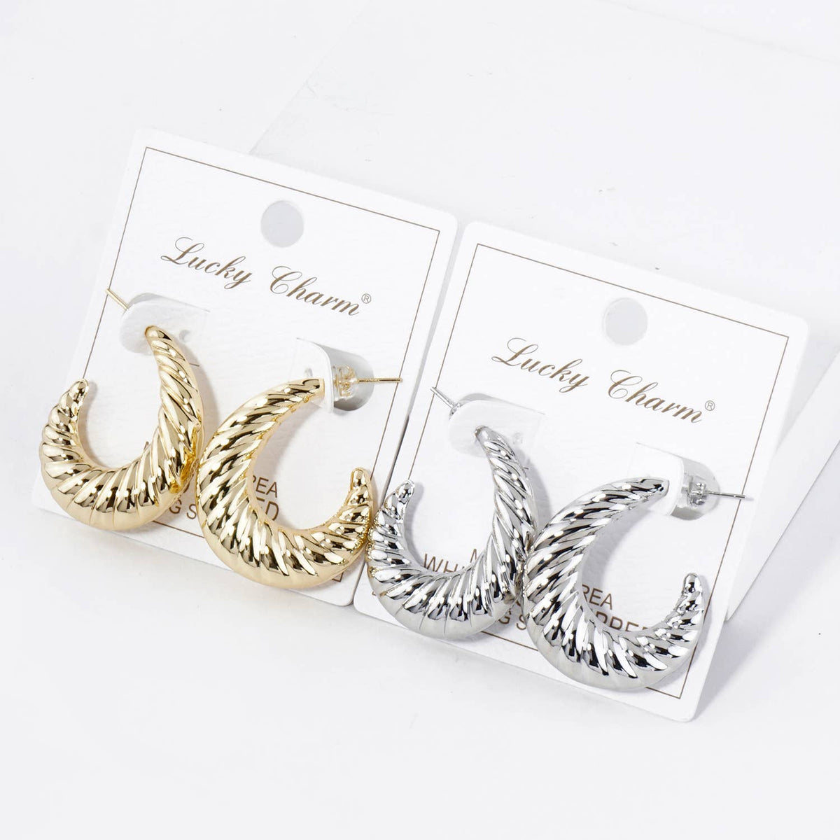 30mm Hollow Croissant Hoop Earrings / 18K Gold Dipped