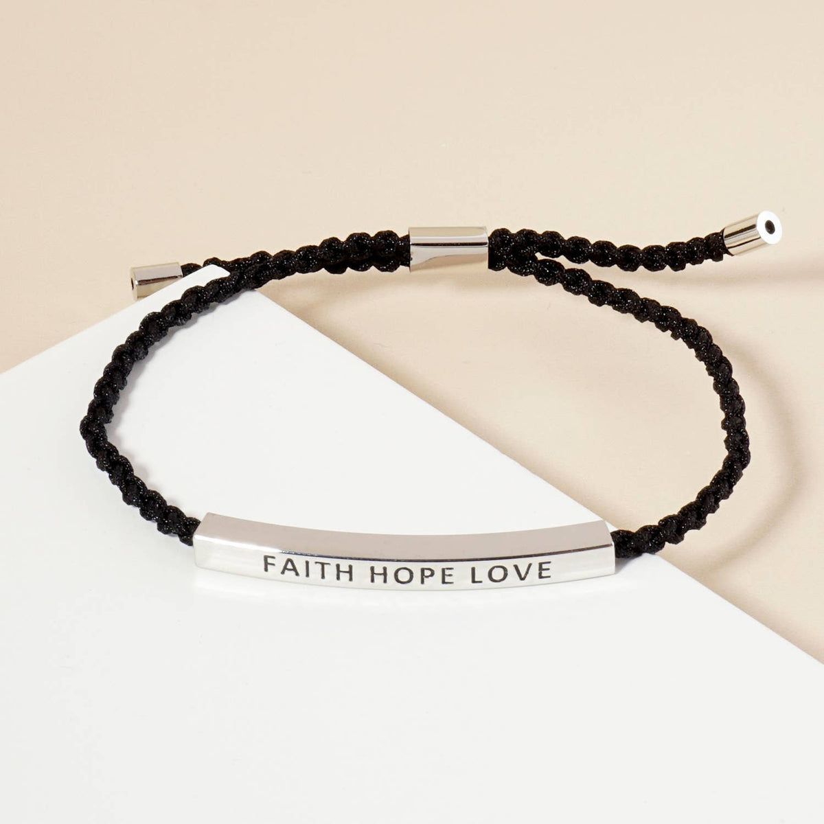 Inspirational Messages "Faith Hope Love" Tube Bar Bracelet