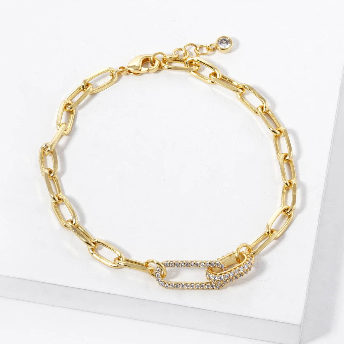 Cubic Zirconia Pave Link Chain Bracelet
