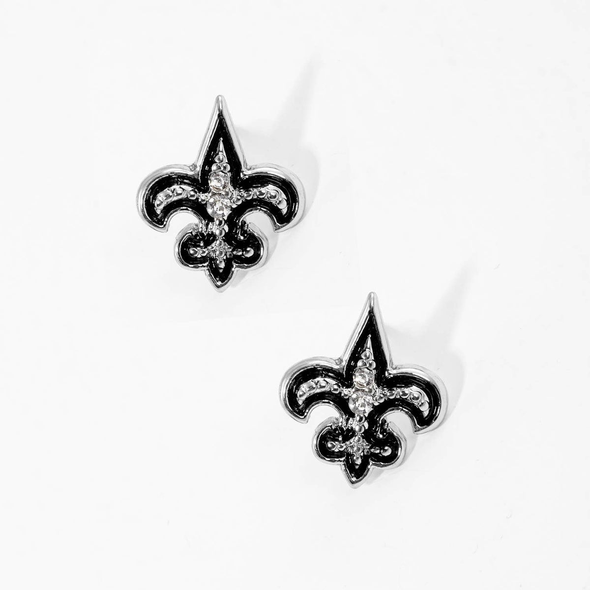 Gold Plated Cubic Zirconia Fleur De Lis Stud Earrings