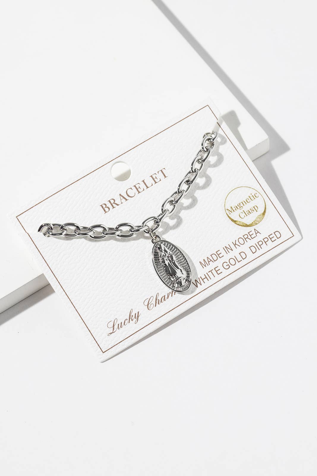 Magnetic Clasp Religious Oval Charm Bracelet