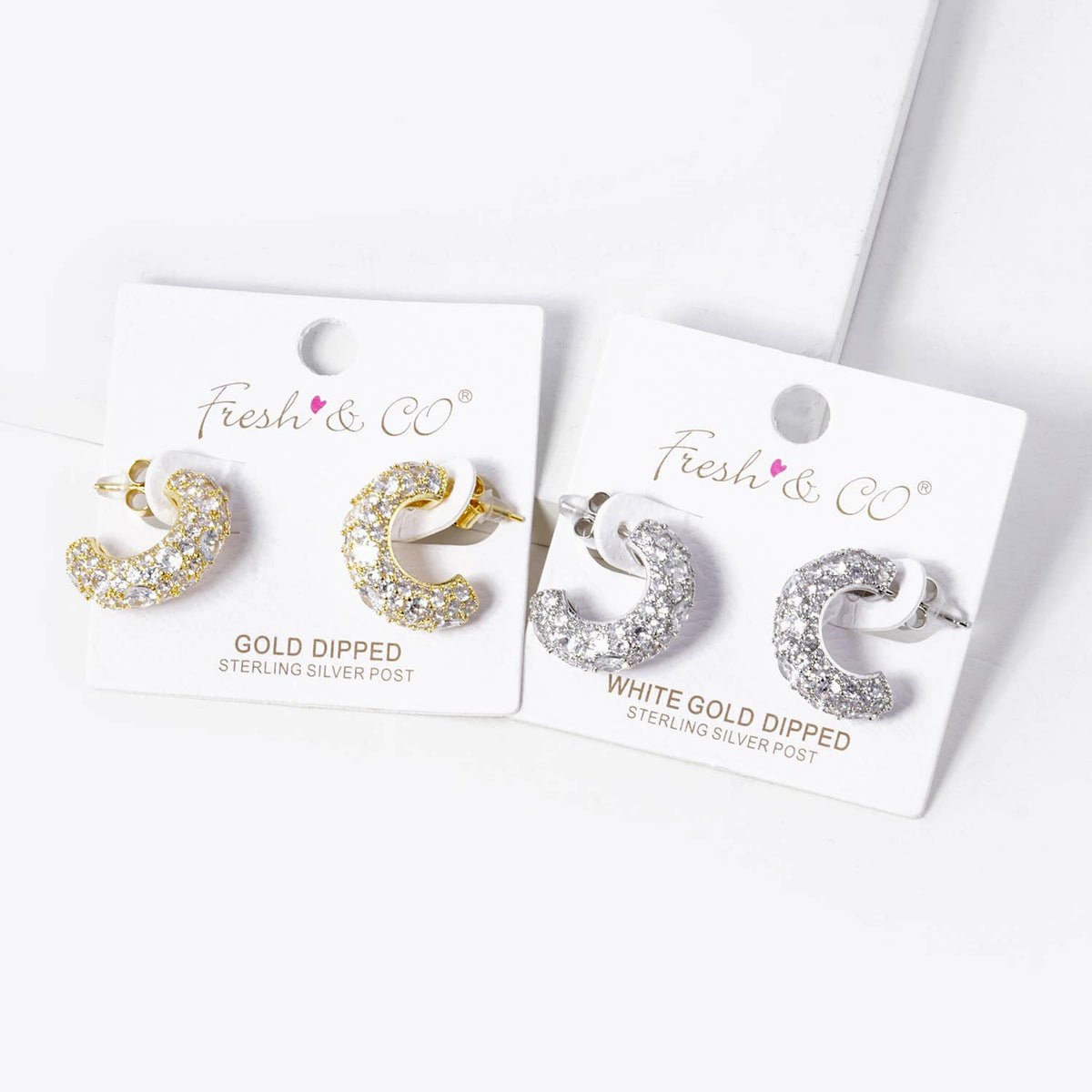 Dazzling Pave Cubic Zirconia Chunky Huggie Hoop Earrings
