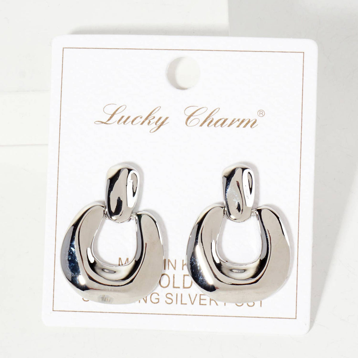 Polished Brass Doorknocker Design 18K-Gold-Dipped Earrings