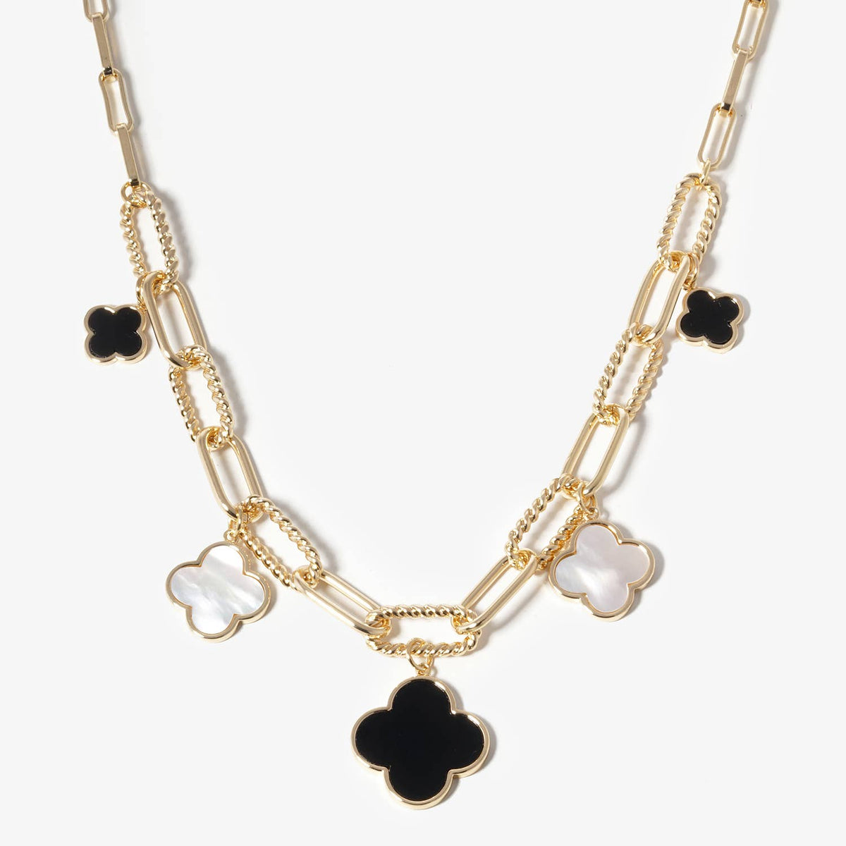 Four-Leaf Clover Charm Link Chain Necklace