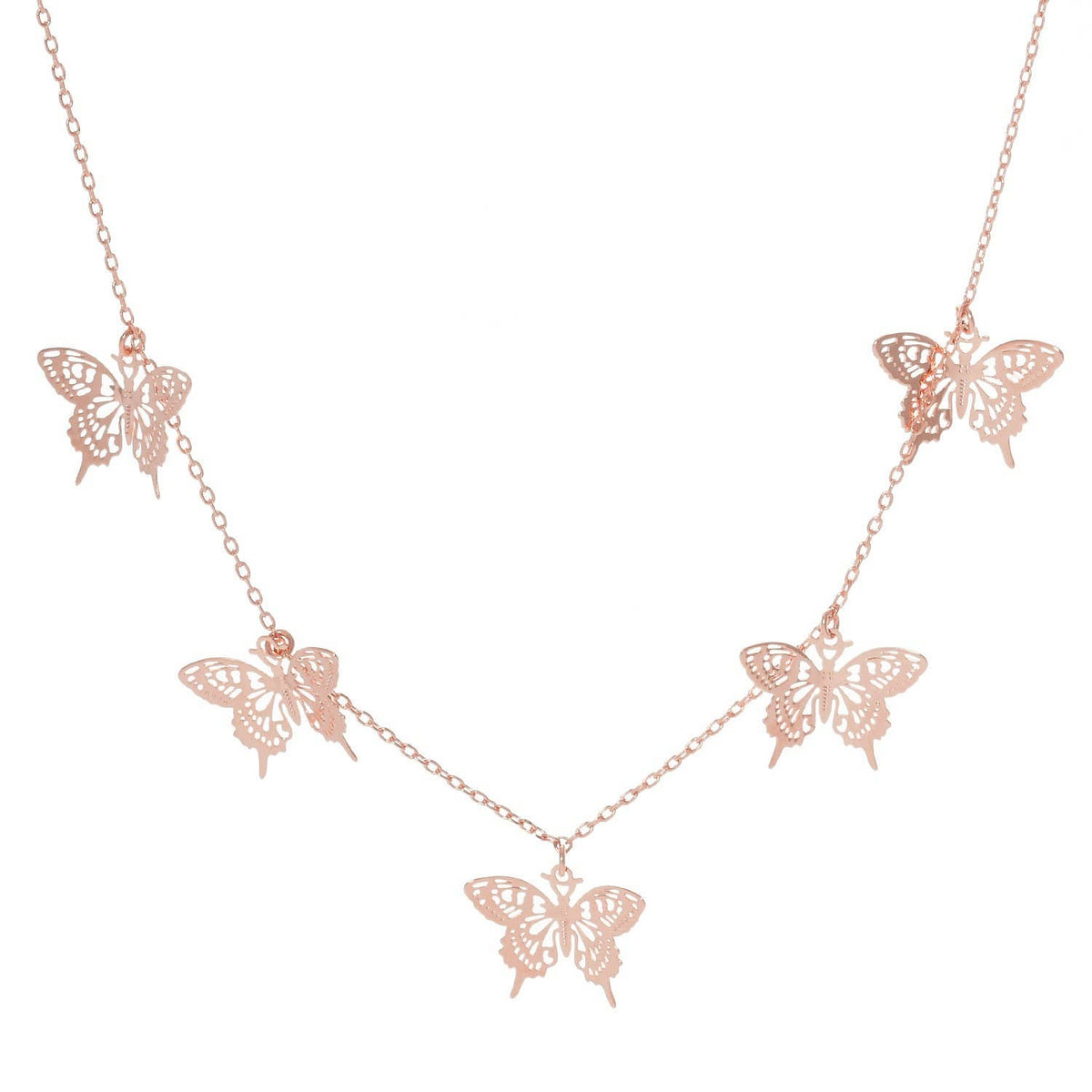 5 Gold Plated Large Butterfly Charm Necklace