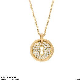 Secret Keyhole Pave Disc Necklace