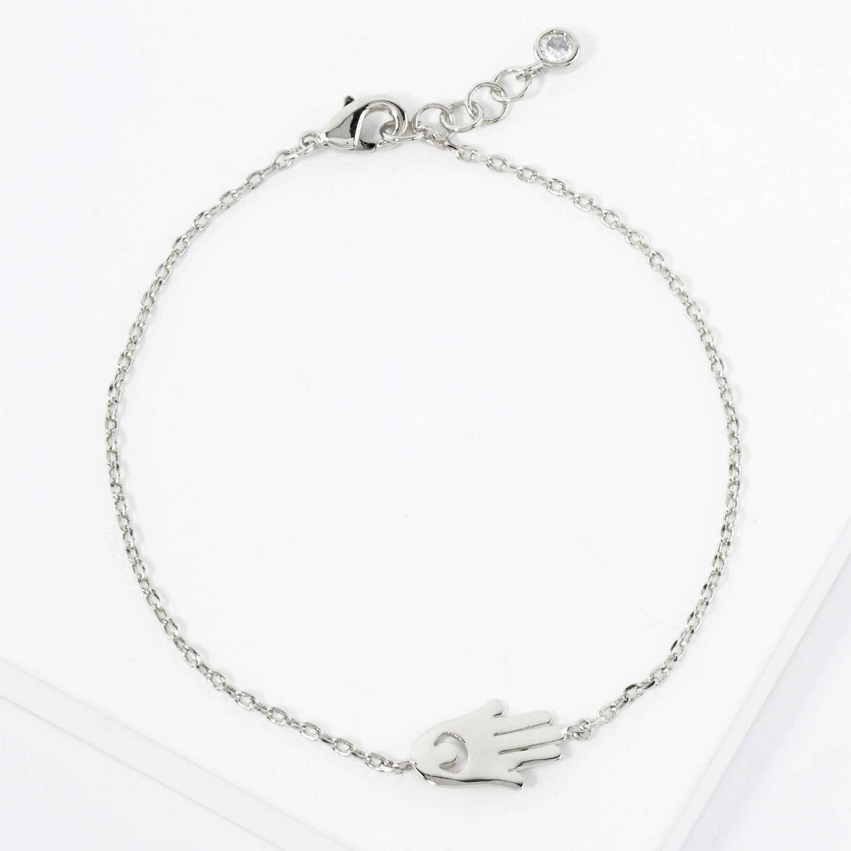 Spiritual-Theme Sideways Hamsa Chain Bracelet