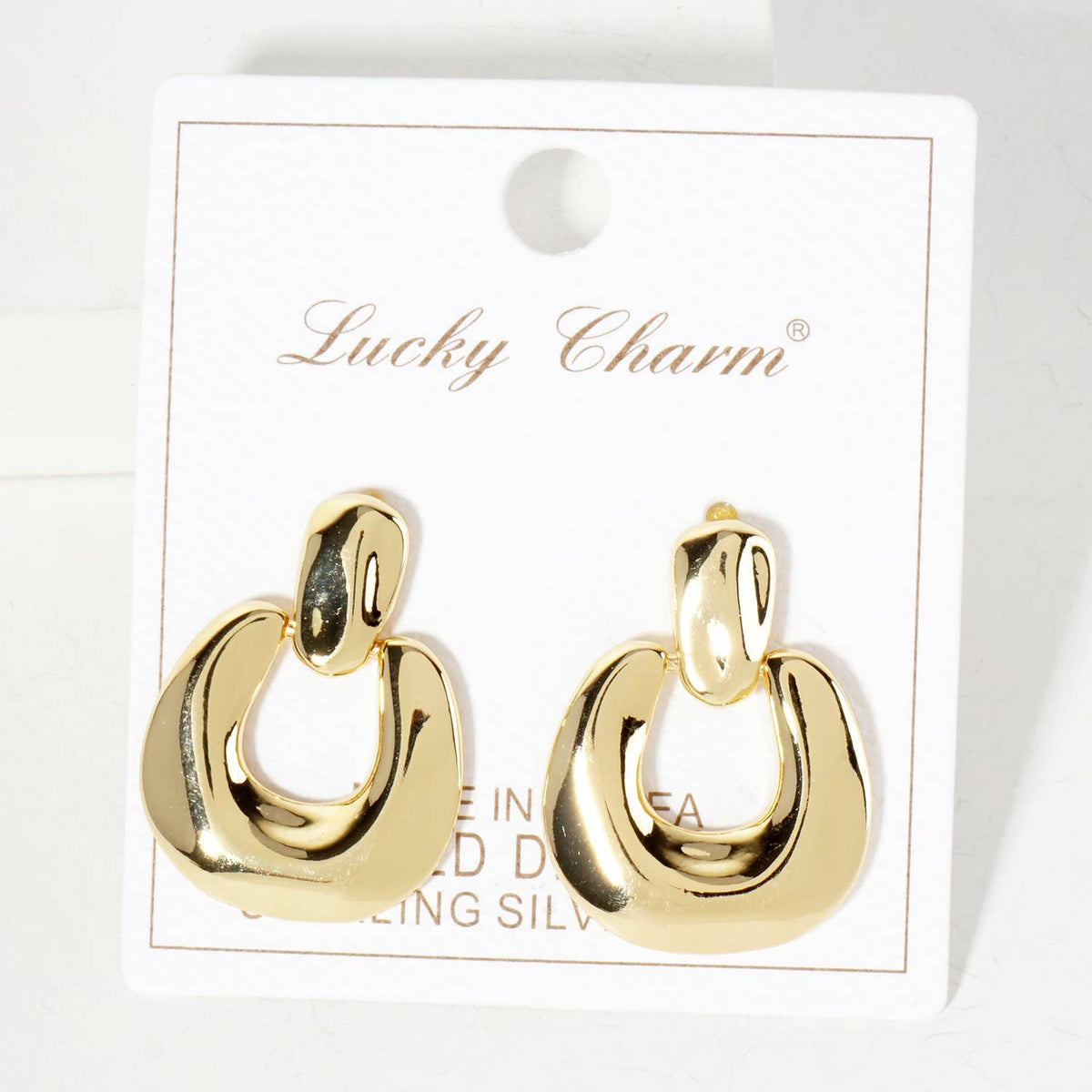 Polished Brass Doorknocker Design 18K-Gold-Dipped Earrings