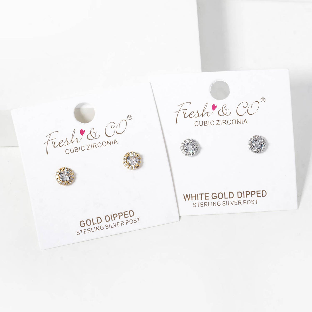 Gold Plated Halo Pave Stud Earrings
