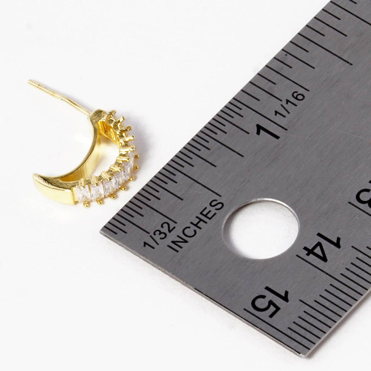 Dainty Baguette Cubic Zirconia Half-Hoop Earrings