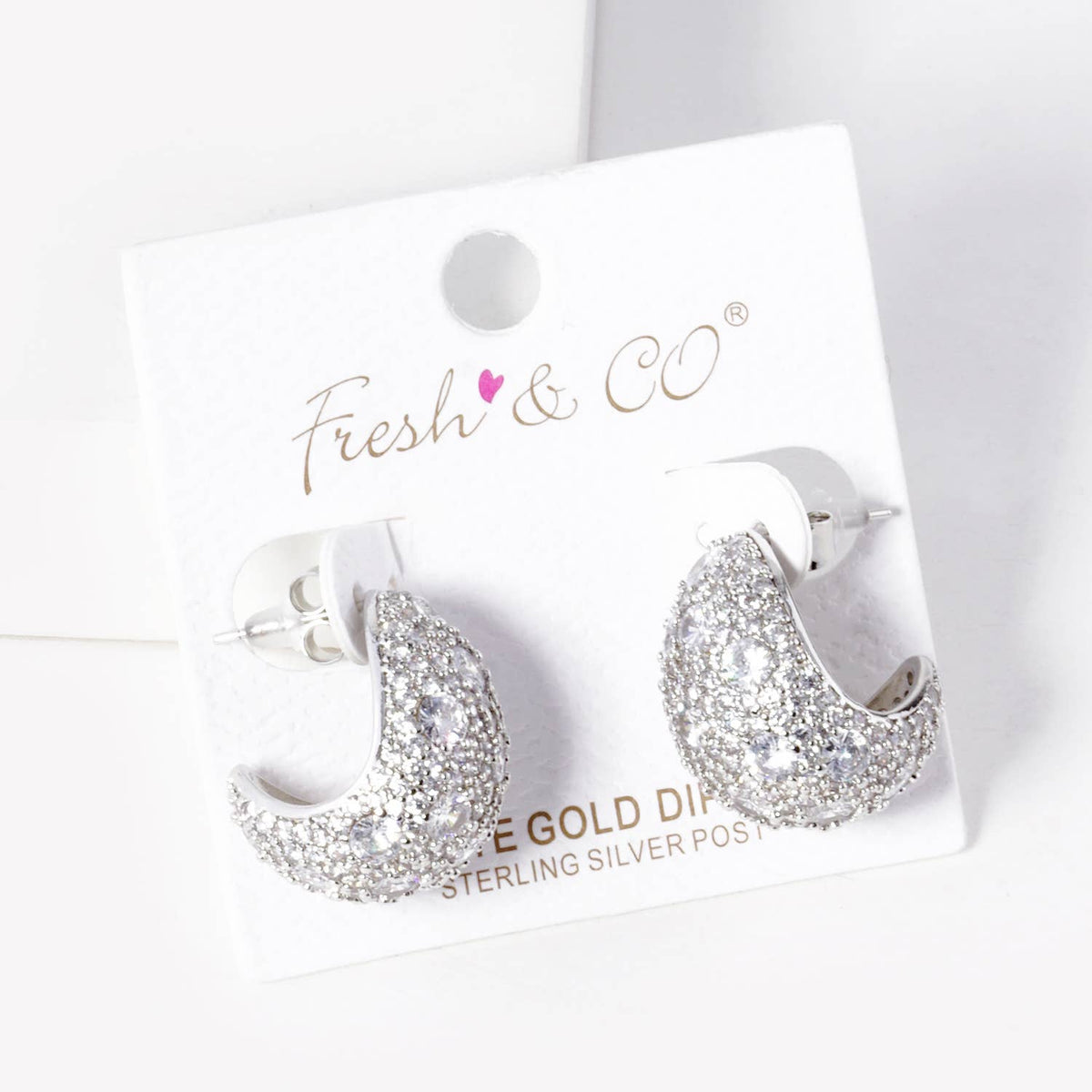 Geometric Pave Half-Hoop Earrings