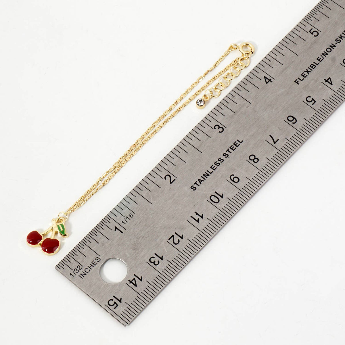 Enamel Cherry Charm Bracelet.