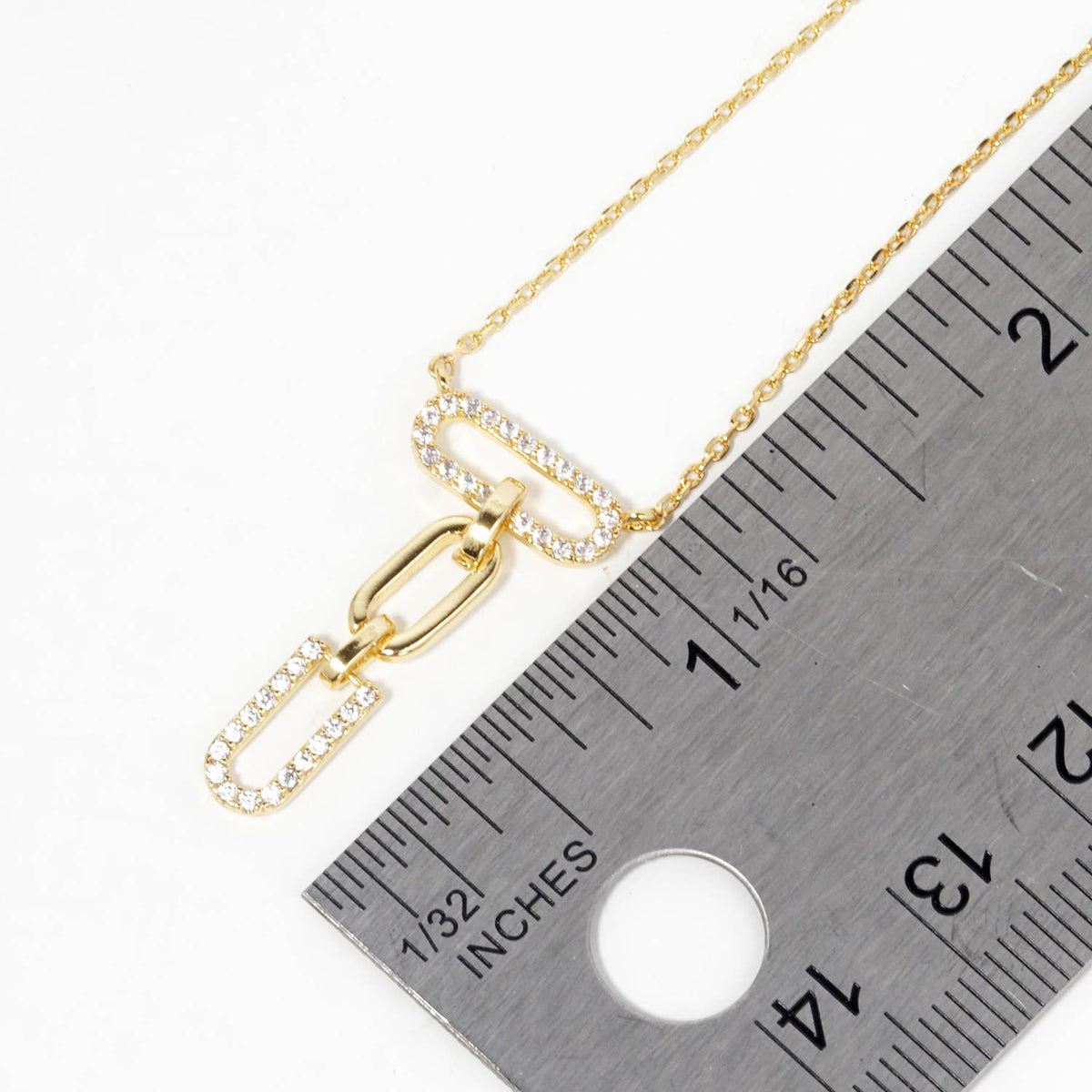 Pavé Crystal Interlocking Paperclip Link Pendant Necklace