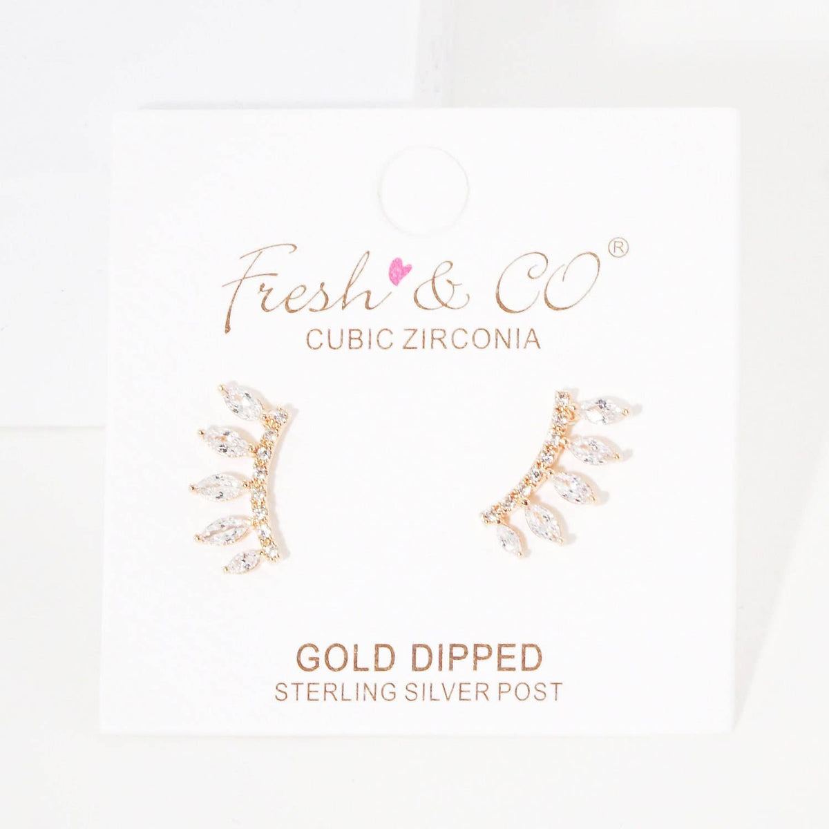 Gold Swarovski Crystal Curved Earrings