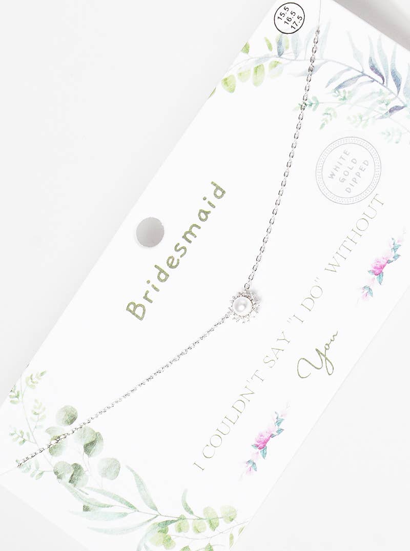 Dainty Pearl and Cubic Zirconia Sunburst Bridesmaid Necklace