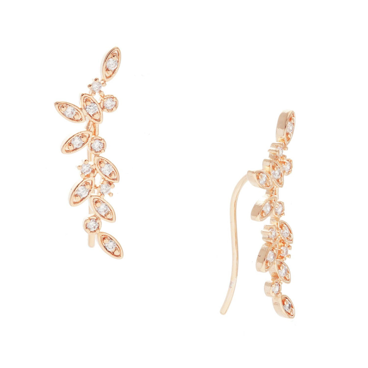 Cubic Zirconia Leaf Vine Ear Crawlers