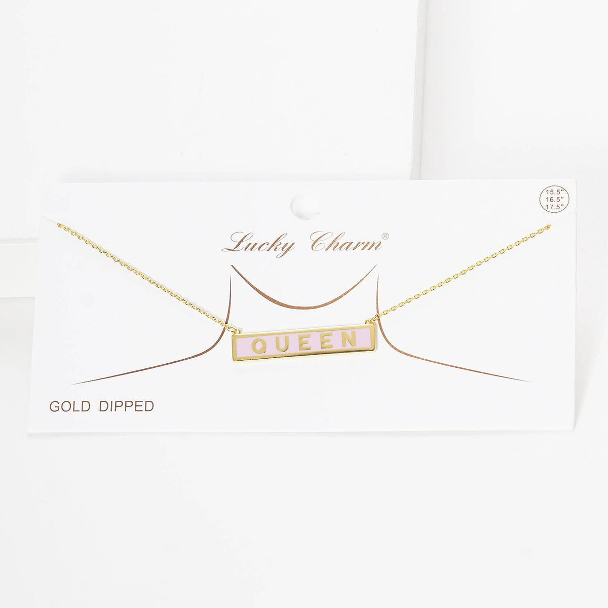 Gold Plated Mini Bar QUEEN Necklace