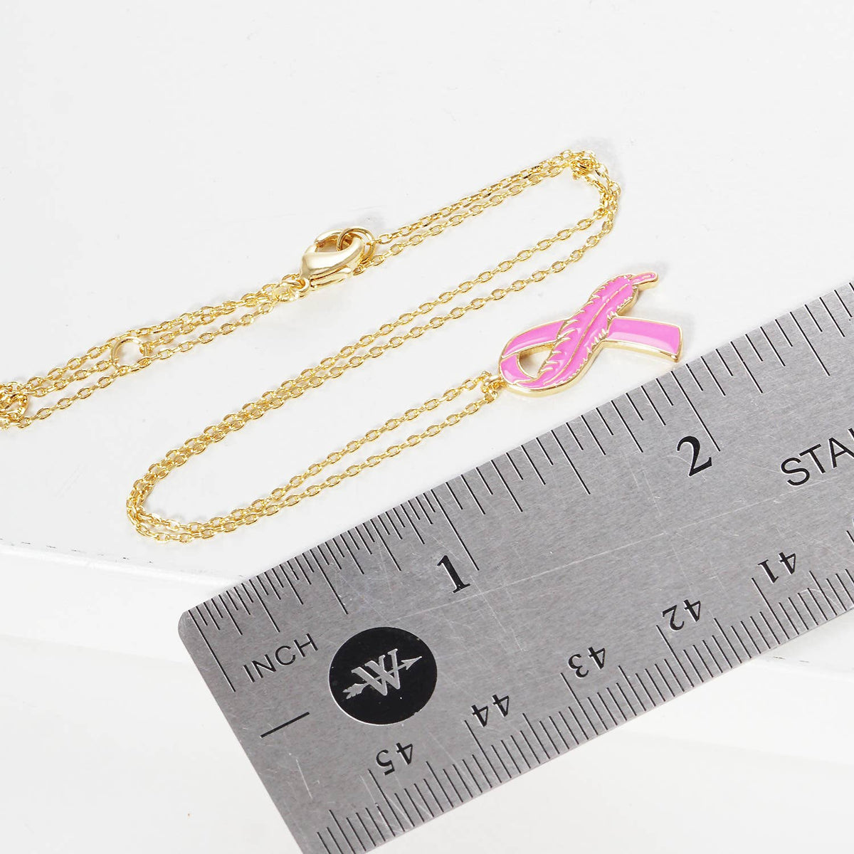 Breast Cancer Awareness Pink Ribbon Necklace