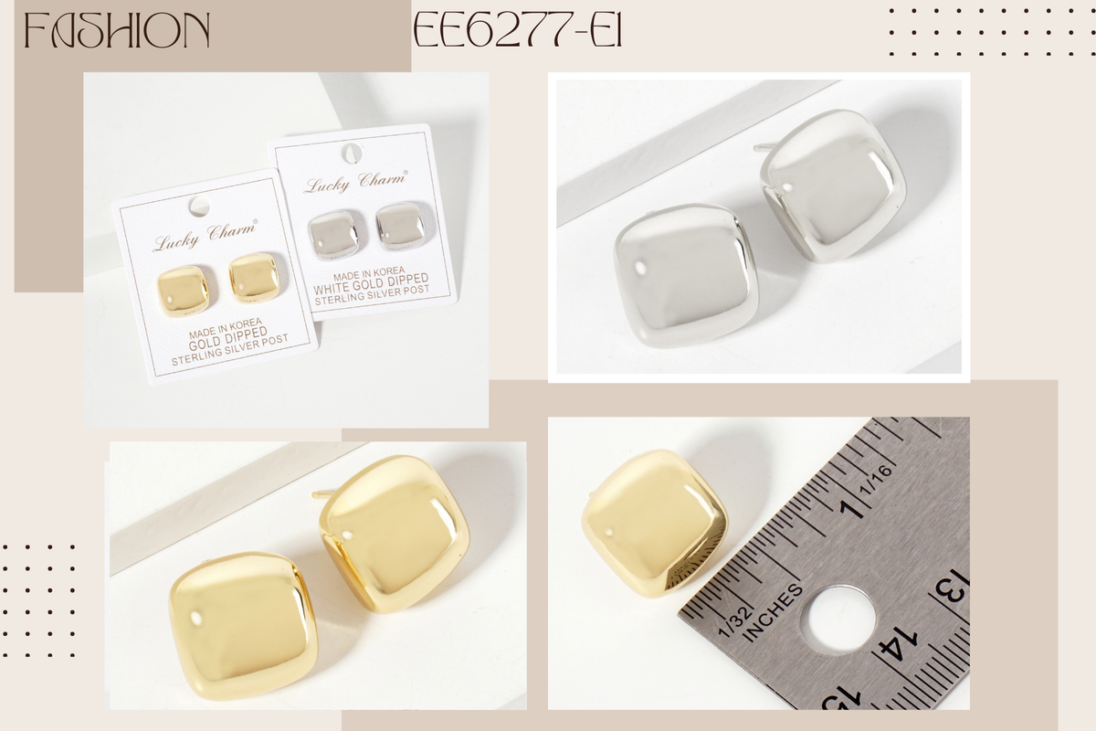 Polished Brass 16mm Square-Shaped Stud Earrings