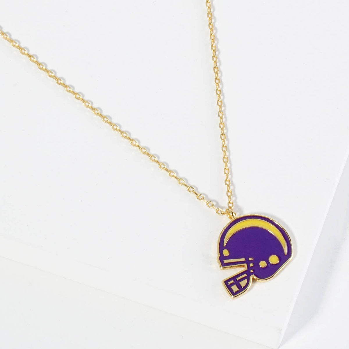 18K GOLD ENAMEL FOOTBALL HELMET PENDANT GAME DAY NECKLACE