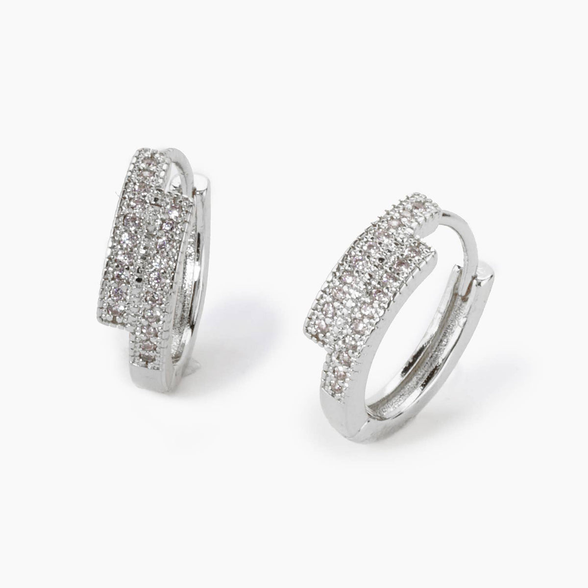 DOUBLE LINE MICRO PAVE SET CUBIC ZIRCONIA 15MM HUGGIE HOOP