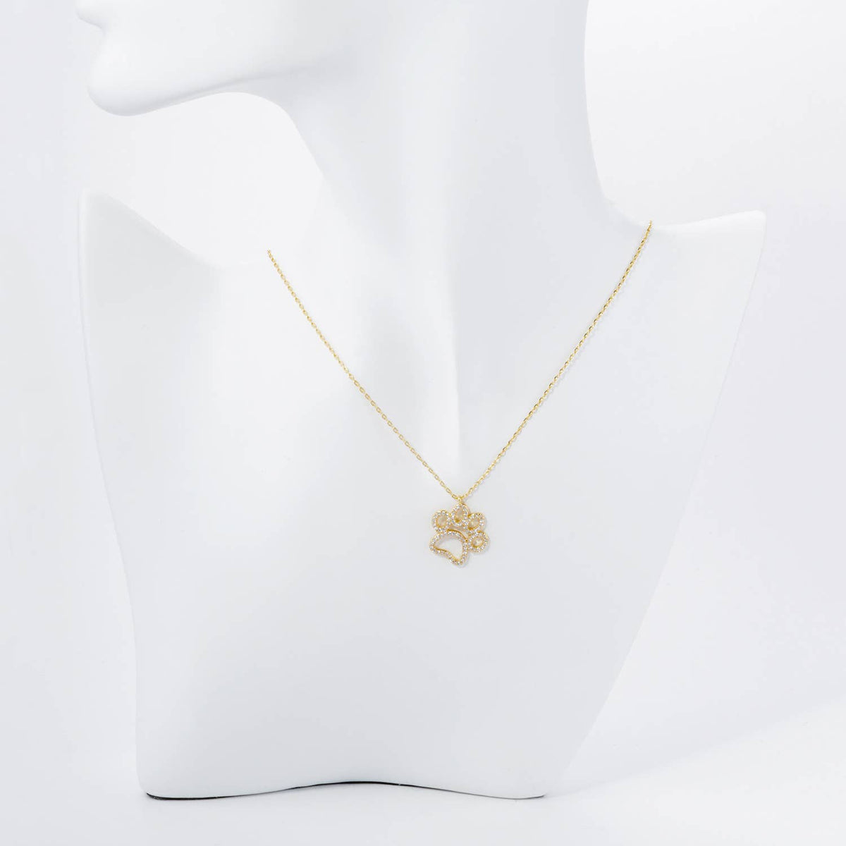 Sparkling CZ Paw Print Pendant Necklace
