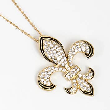 Gold Plated Fleur De Lis Pendant Necklace