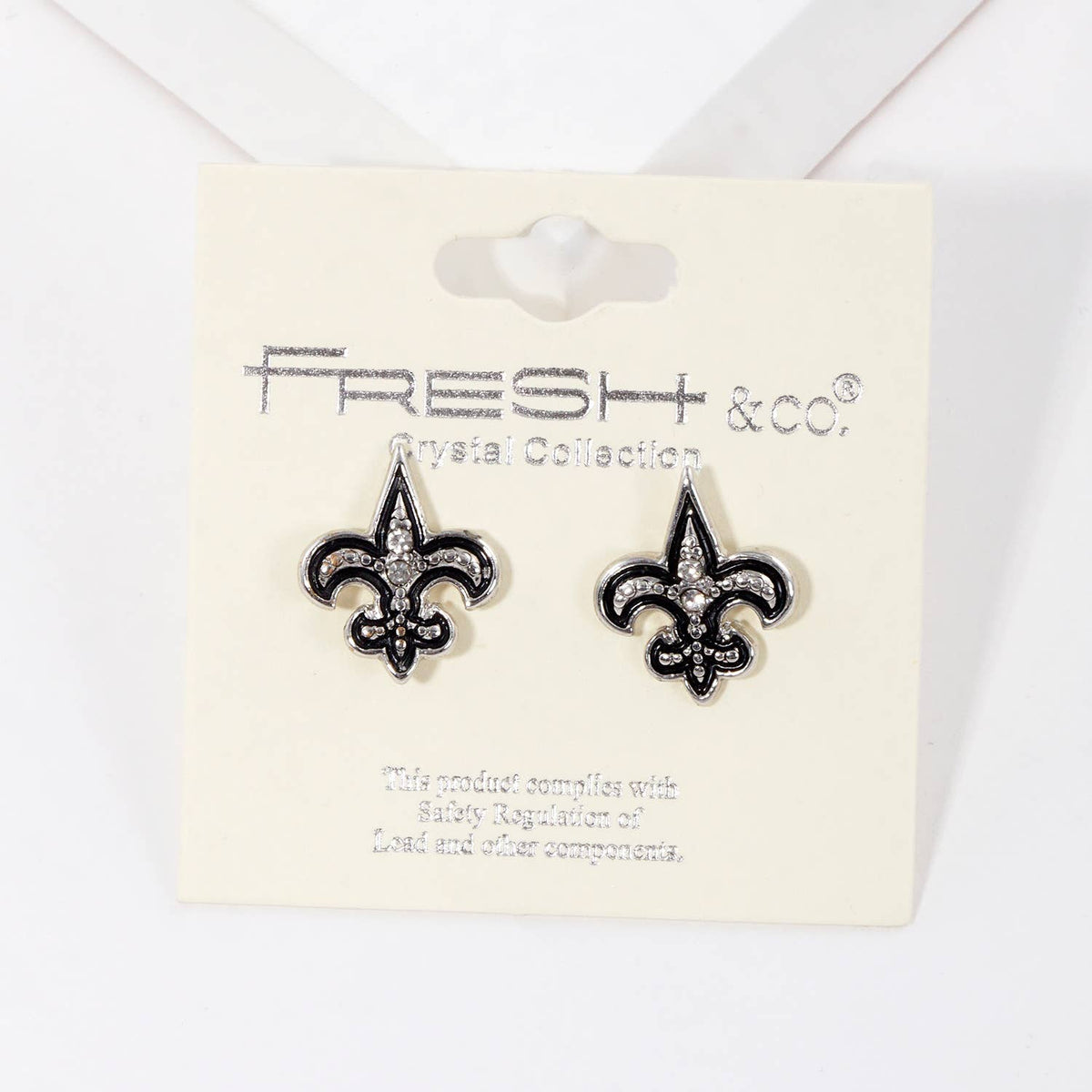 Gold Plated Cubic Zirconia Fleur De Lis Stud Earrings