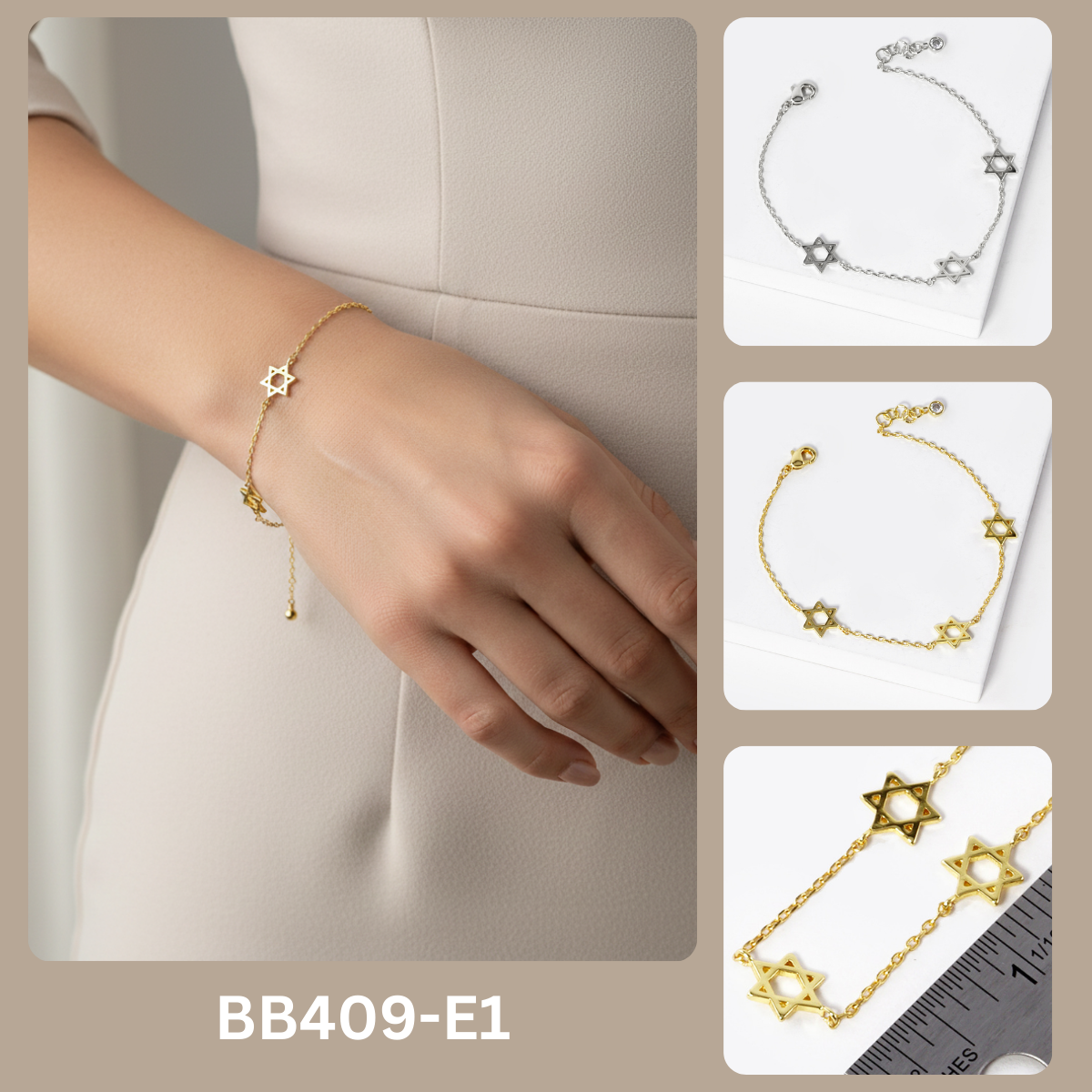 Star of David Delicate Charm Bracelet
