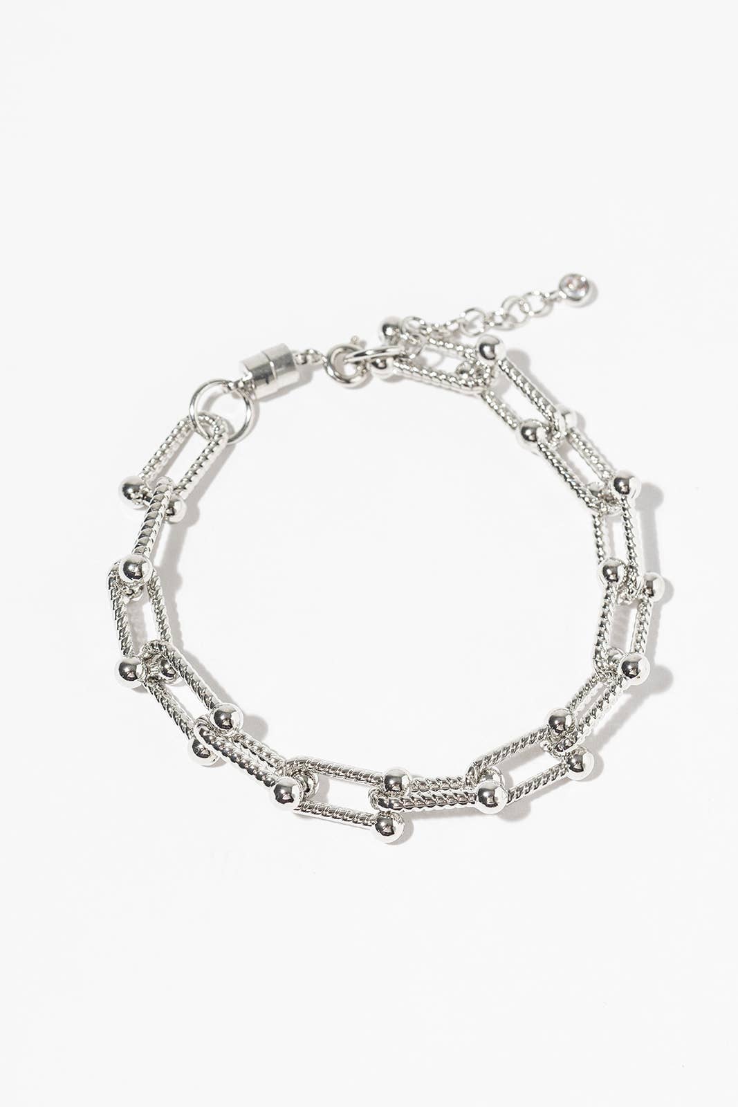 Effortless Magnetic Clasp Textured Link Bracelet
