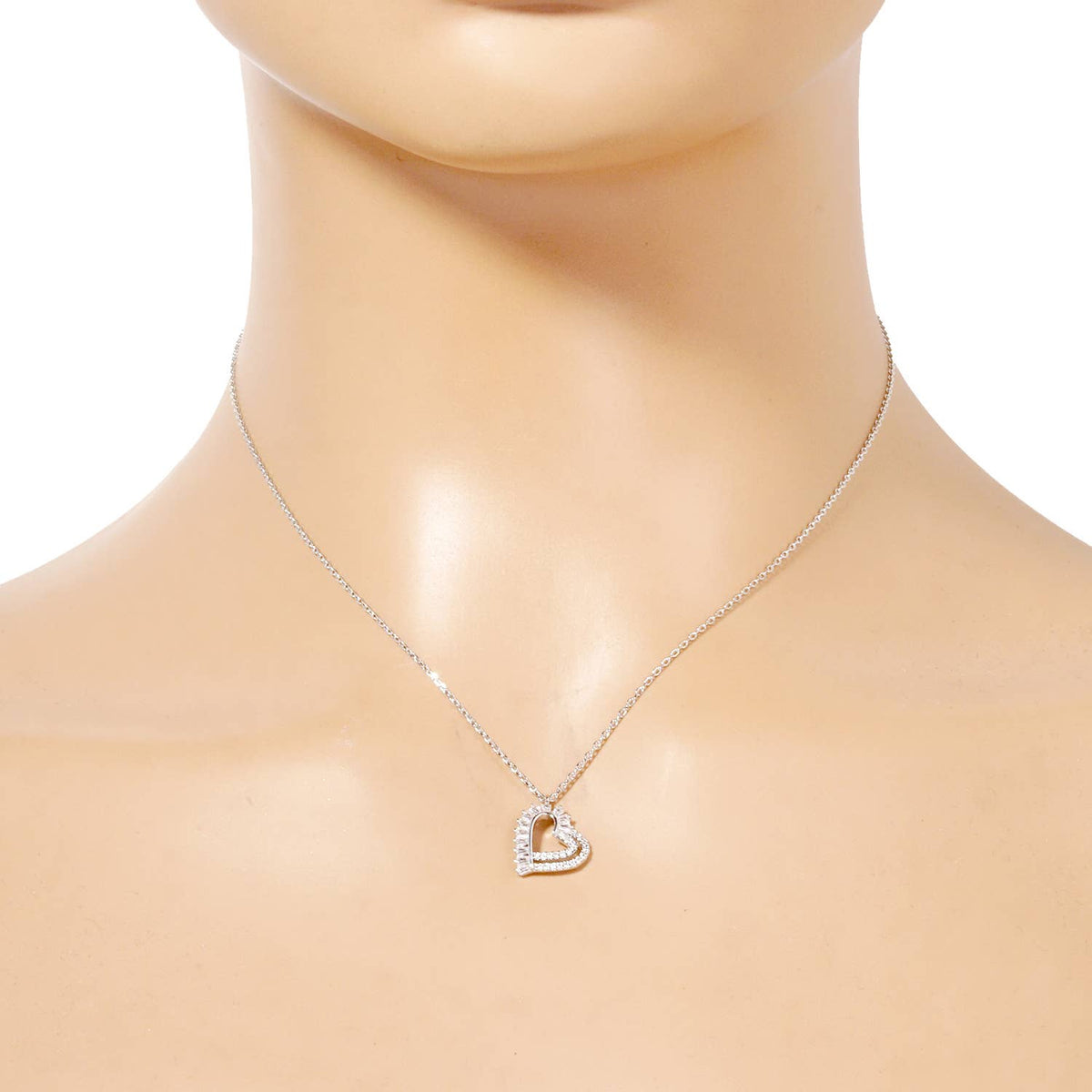 18K Gold Dipped CZ Pave Heart Pendant Delicate Necklace