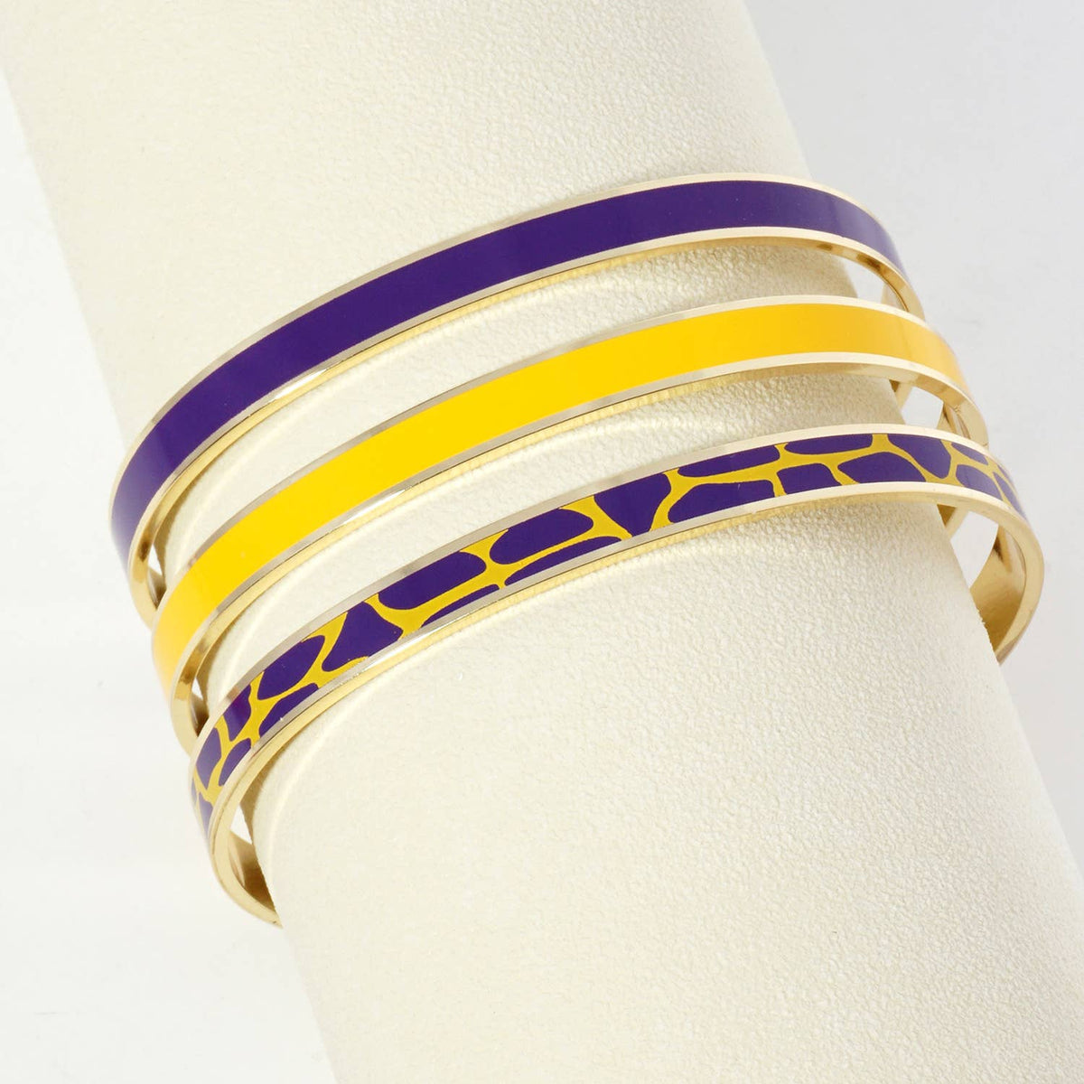 18K GOLD TWO-TONE ANIMAL PRINT GAME DAY ENAMEL CUFF BRACELET