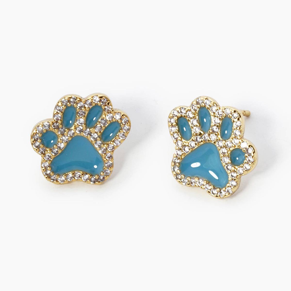Game Day 13mm Enamel Paw Stud Earrings.