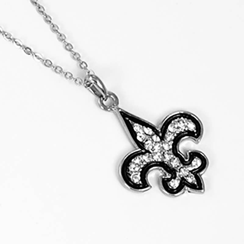 Gold Plated Cubic Zirconia Fleur De Lis Necklace