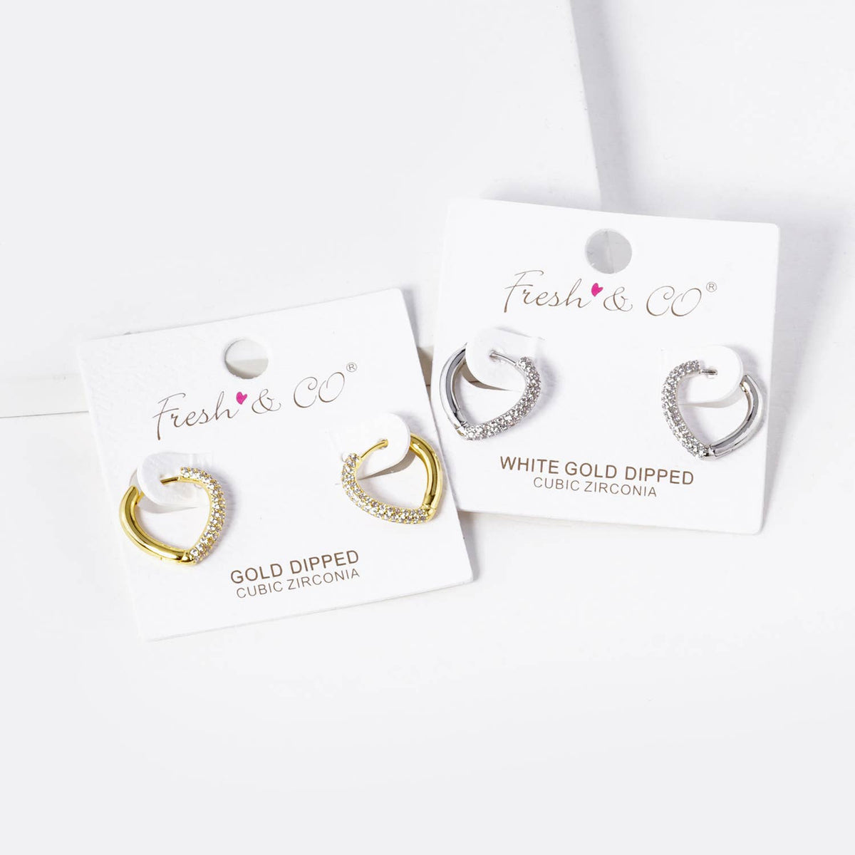 Dainty Cubic Zirconia Half Pave Huggie Hoop Earrings