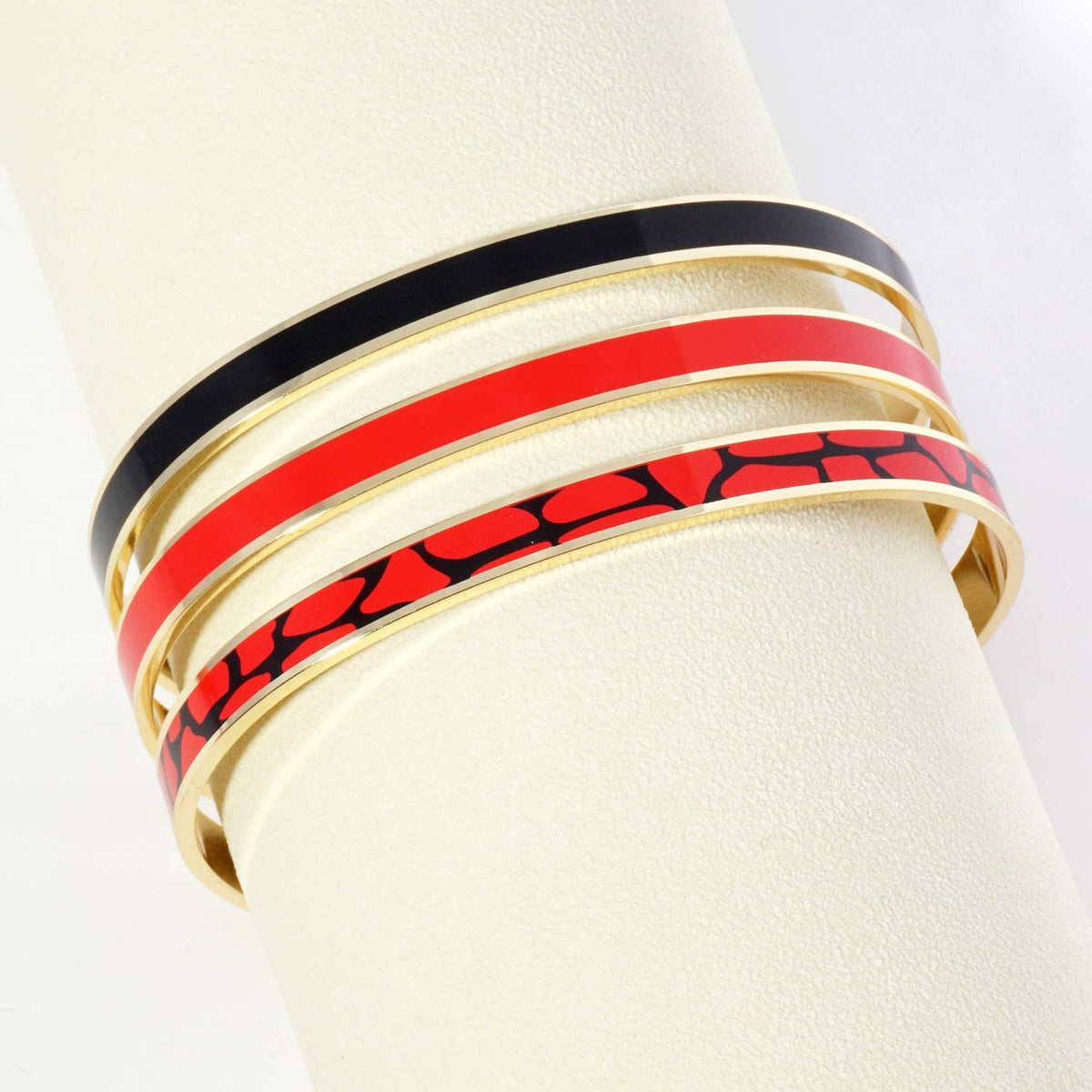 18K GOLD TWO-TONE ANIMAL PRINT GAME DAY ENAMEL CUFF BRACELET