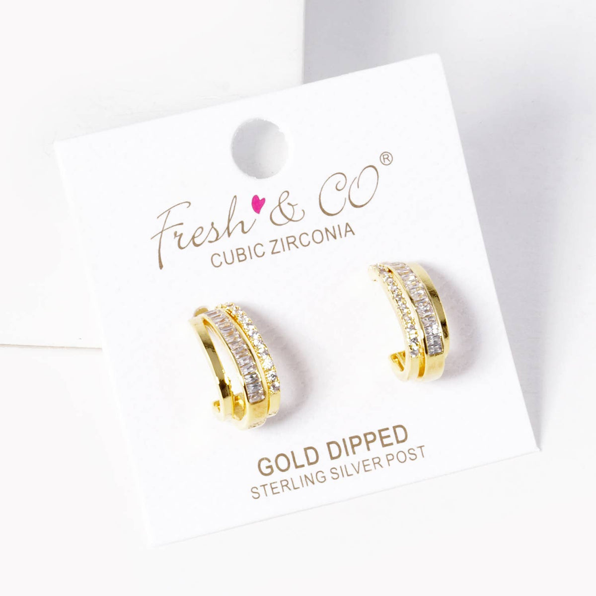 Dazzling Baguette Cubic Zirconia Multi-Layer Hoop Earrings