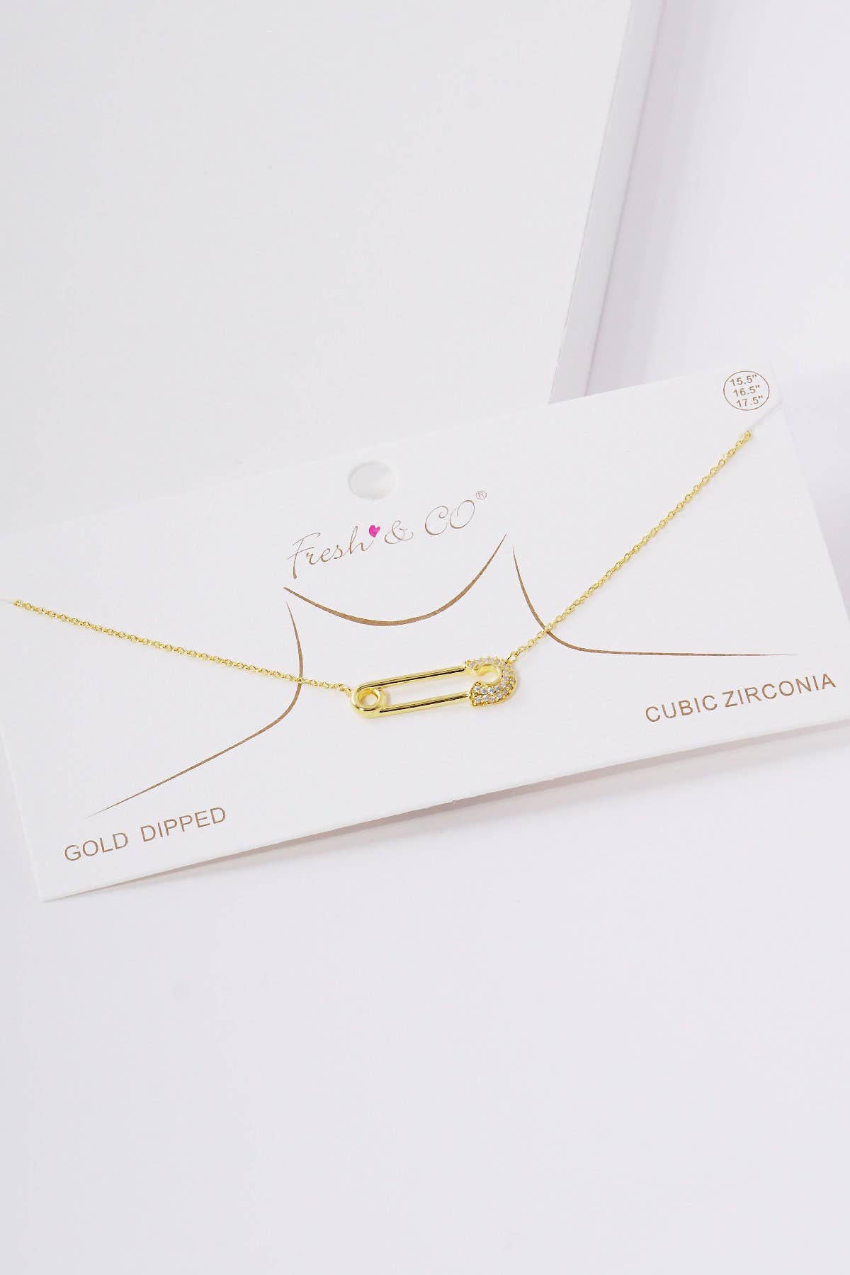 Gold Plated Safety Pin Necklace