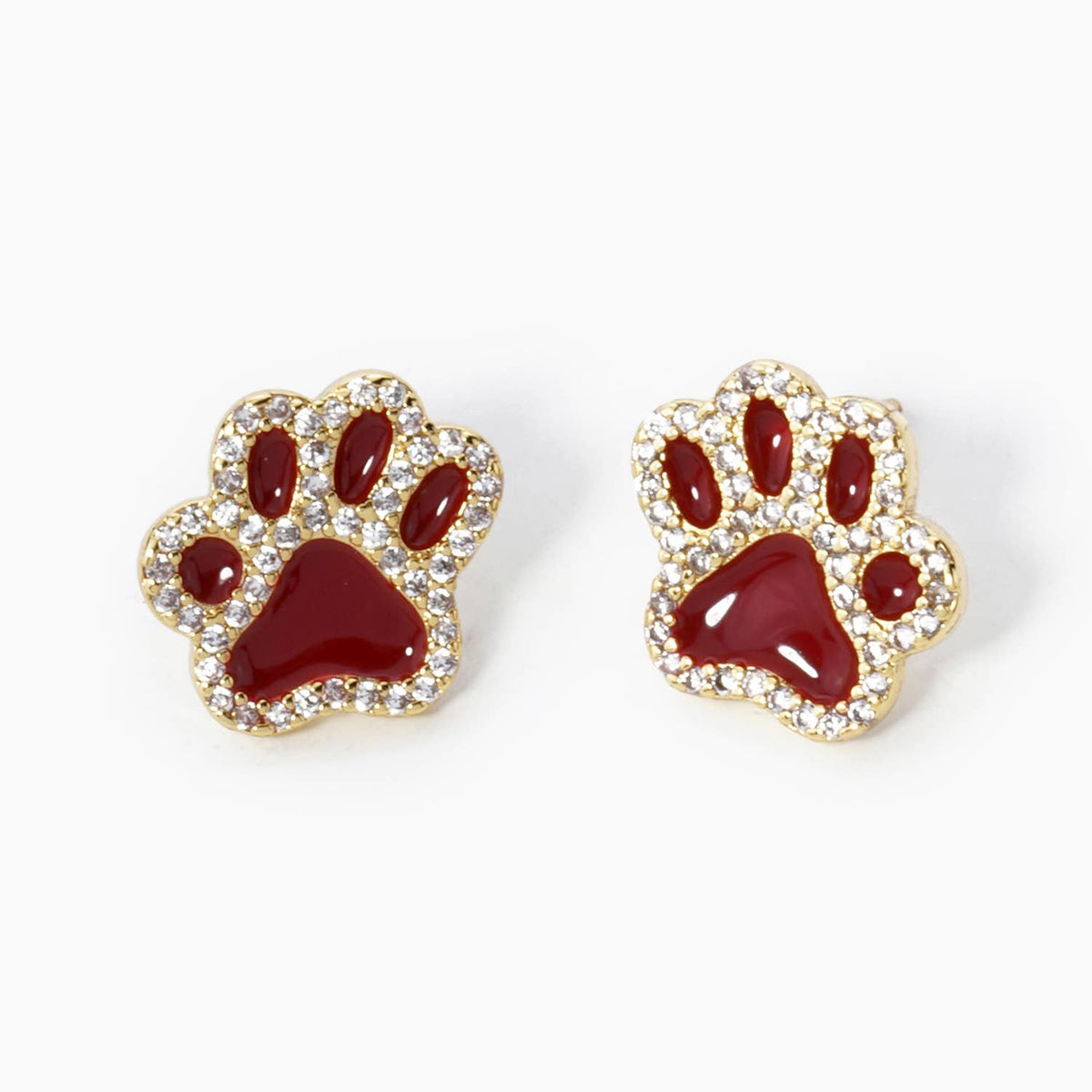 Game Day 13mm Enamel Paw Stud Earrings.