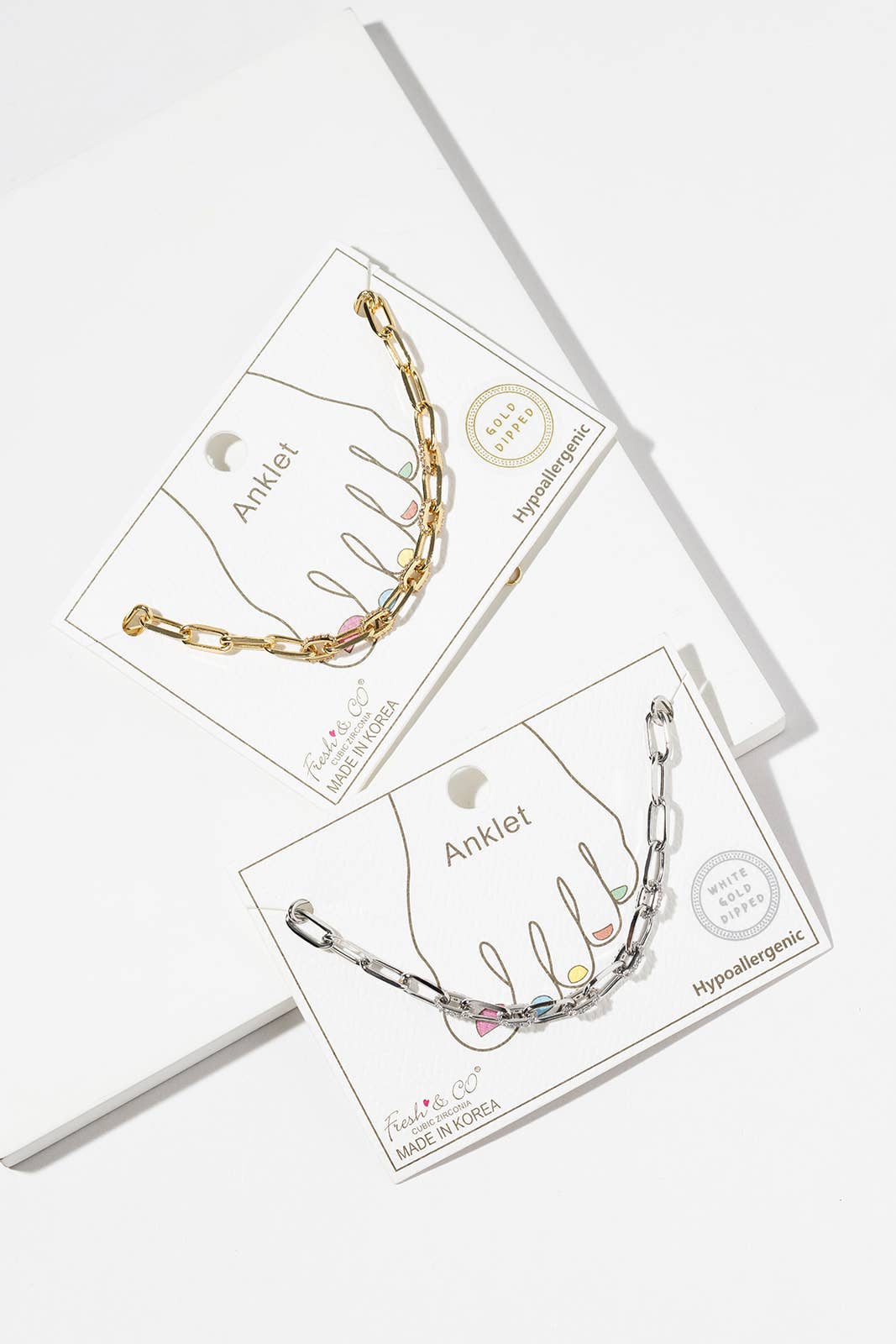 Cubic Zirconia Pave Link Paperclip Anklet