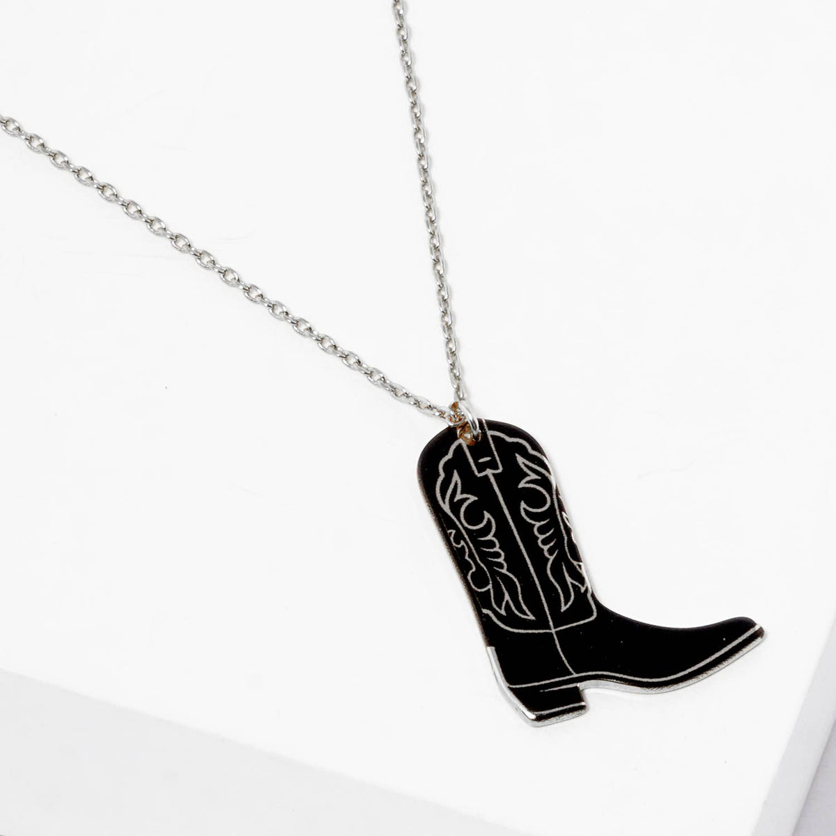 Enamel Cowboy Boot Pendant Necklace