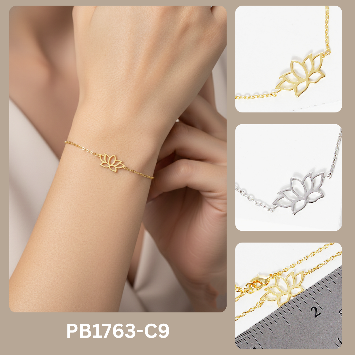 Minimalist Lotus Flower Charm Bracelet