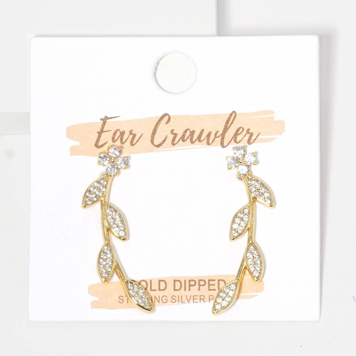 Gold Daisy Leaf Ear Climber Earrings