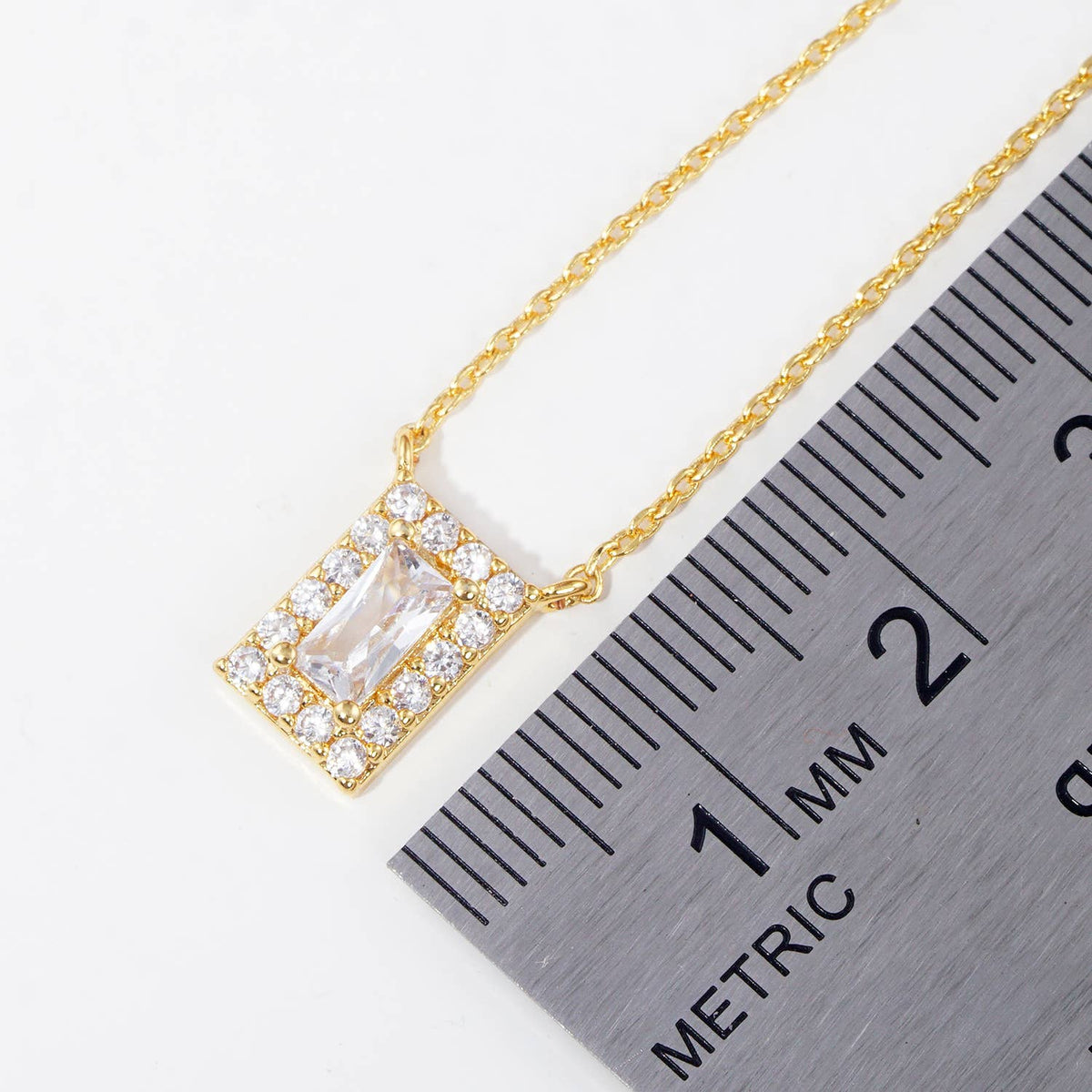 Classic Emerald-Cut Cubic Zirconia Halo Pendant Necklace
