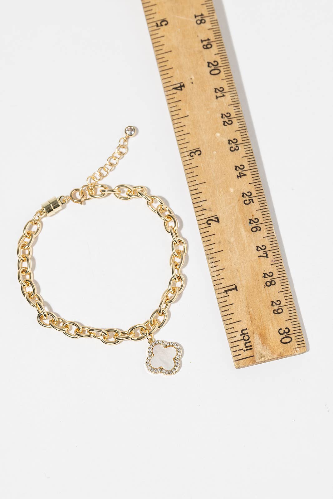 Crystal Halo Clover Charm Bracelet