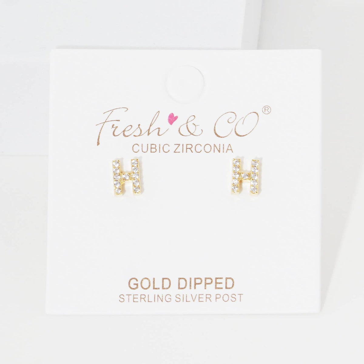 Cubic Zirconia Initial Stud Earrings.