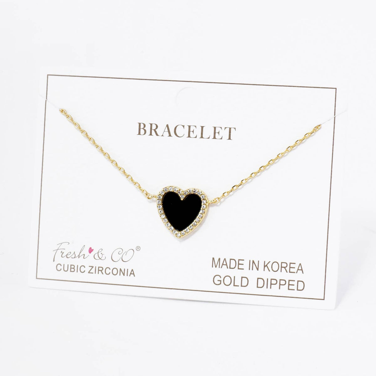 18K Gold Dipped 13mm Pave Set Cubic Zirconia Heart Bracelet